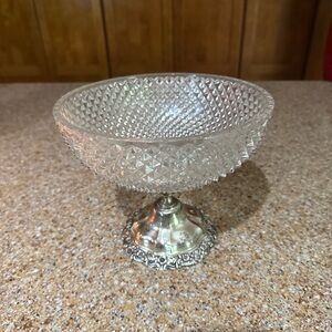 Antique Crystal Compote Bowl with Silver Base